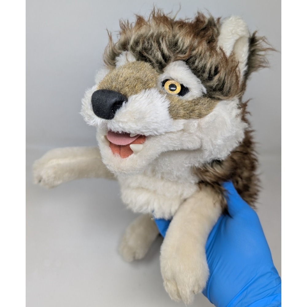 Gray Wolf Hand Puppet Folkmanis Plush Stuffed Animal 18" Coyote Dog